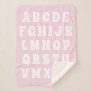 Alphabet Letter Abc pink white kids children Sherpa Blanket