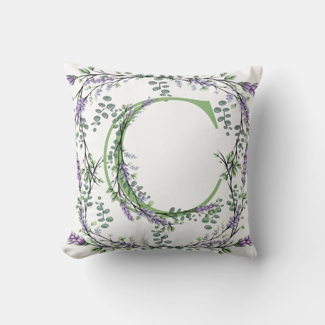 Alphabet letter C Lavender Eucalyptus Cushion (Front)
