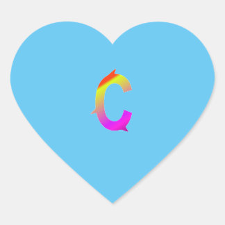 Alphabet letter C sticker. Heart Sticker