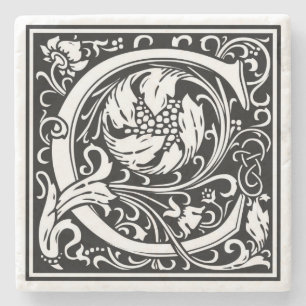 Alphabet Letter C Vintage  Stone Coaster