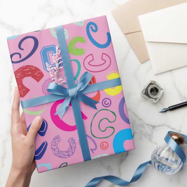 Alphabet Letter C Wrapping Paper - Pink (Gifting)