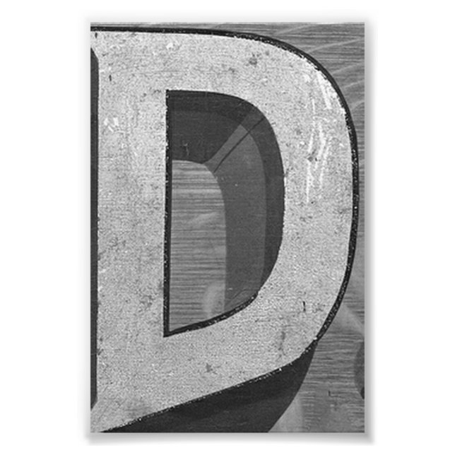 Alphabet Letter D4 Black and White 4x6 Photo Print (Front)