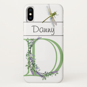 Alphabet letter D Lavender Eucalyptus Dragonfly iPhone X Case
