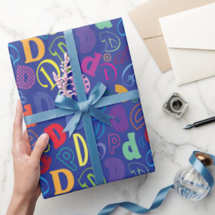 Alphabet Letter D Wrapping Paper - Navy Blue