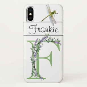 Alphabet letter F Lavender Eucalyptus Dragonfly iPhone X Case