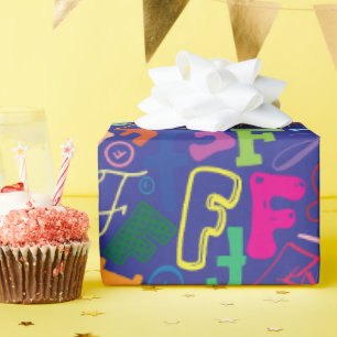 Alphabet Letter F Wrapping Paper - Navy Blue