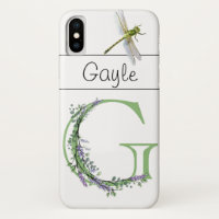 Alphabet letter G Lavender Eucalyptus Dragonfly