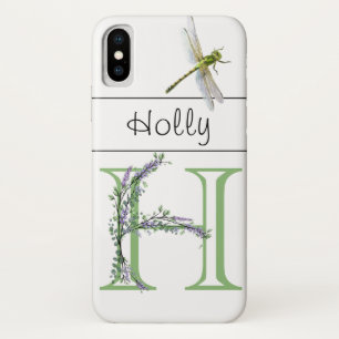 Alphabet letter H Lavender Eucalyptus Dragonfly iPhone X Case