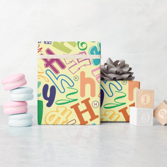 Alphabet Letter H Wrapping Paper - Yellow (Baby Shower)