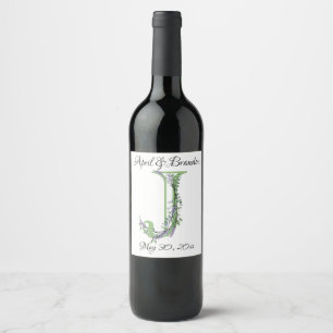 Alphabet letter J Lavender Eucalyptus  Wine Label
