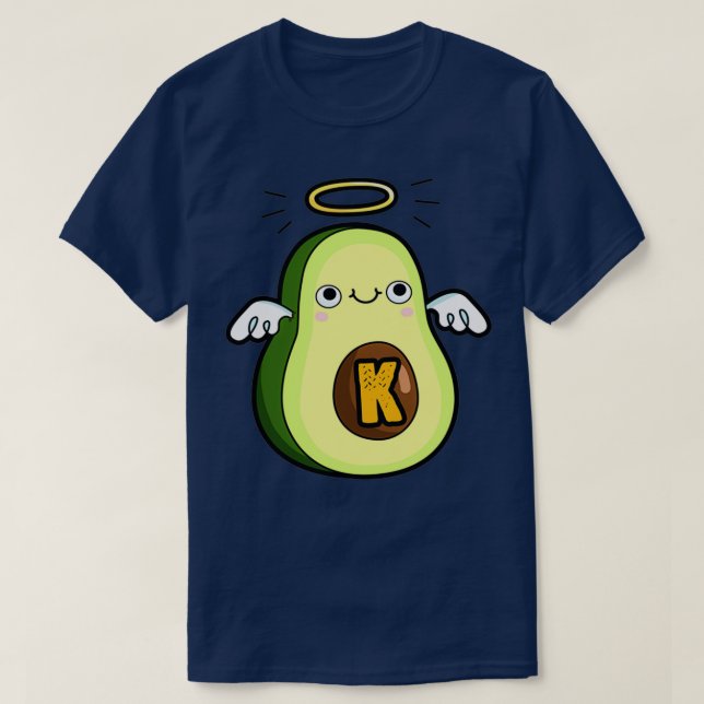 Alphabet Letter K Cute Holy Guacamole Avocado T-Shirt (Design Front)