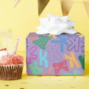 Alphabet Letter K Wrapping Paper - Purple