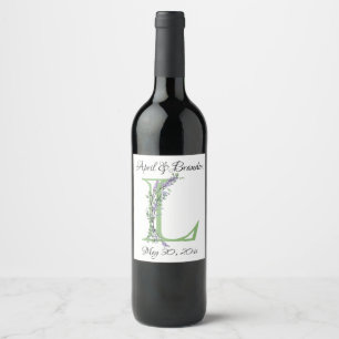 alphabet letter L Monogram Lavender Eucalyptus Wine Label