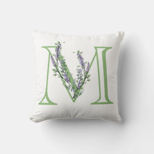 Alphabet letter M Lavender Eucalyptus Cushion