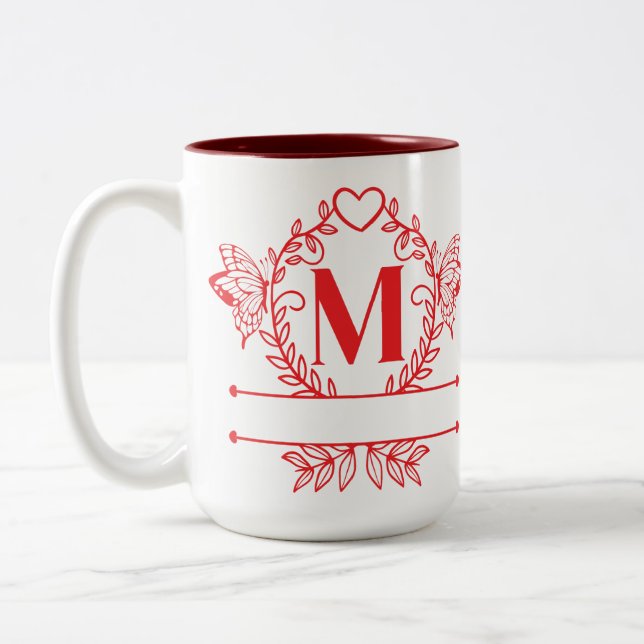 Alphabet Letter "M"  Two-Tone Coffee Mug (Left)