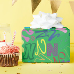 Alphabet Letter N Wrapping Paper - Green