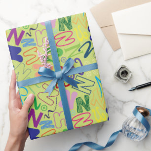 Alphabet Letter N Wrapping Paper - Light Green
