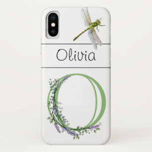 Alphabet letter O Lavender Eucalyptus Dragonfly iPhone X Case