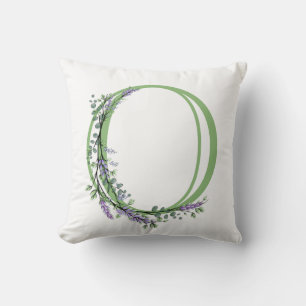 Alphabet letter O Lavender Eucalyptus monogram Cushion