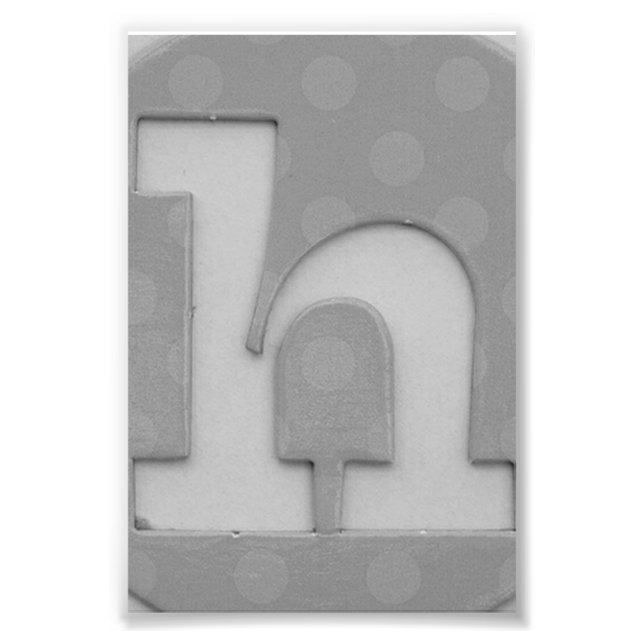 Alphabet Letter Photography H5 Black and White 4x6 Photo Print (Front)