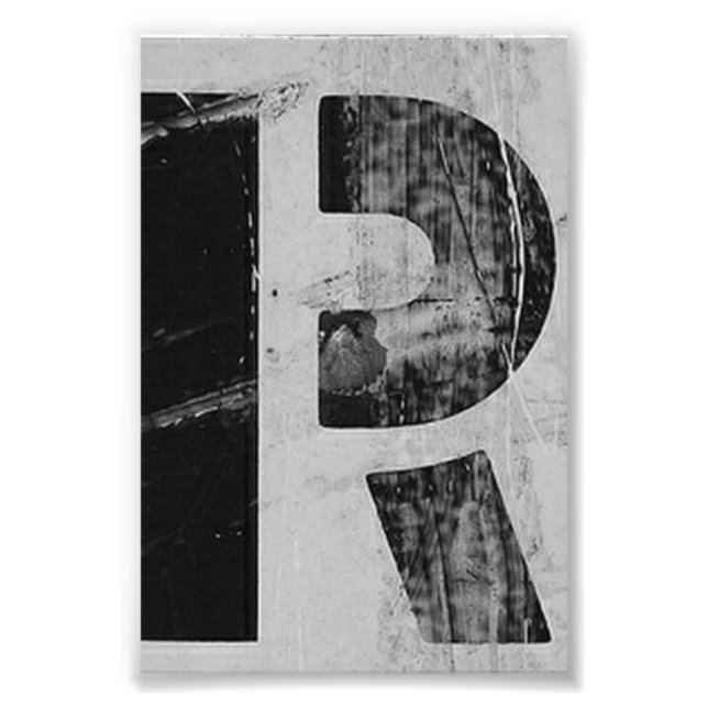 Alphabet Letter Photography R2 Black and White 4x6 Photo Print (Front)