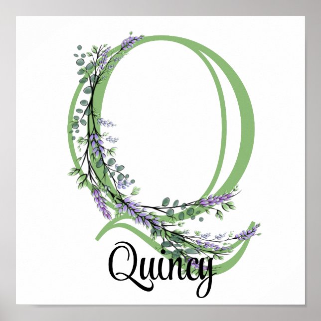 Alphabet letter Q Lavender Eucalyptus nursery  Poster (Front)