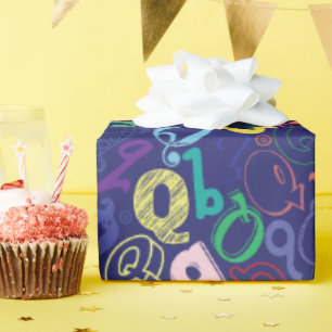 Alphabet Letter Q Wrapping Paper - Navy Blue
