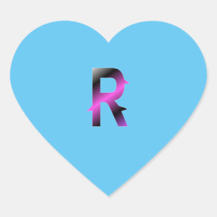 Alphabet letter R sticker. Heart Sticker