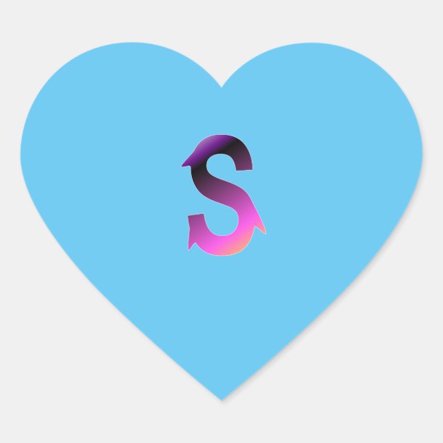 Alphabet letter S sticker. Heart Sticker (Front)