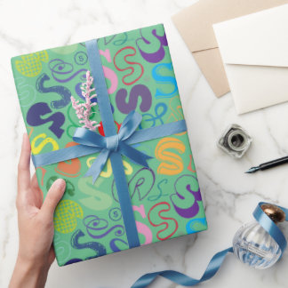 Alphabet Letter S Wrapping Paper - Green