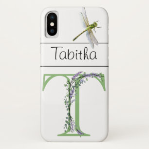 Alphabet letter T Lavender Eucalyptus Dragonfly iPhone X Case