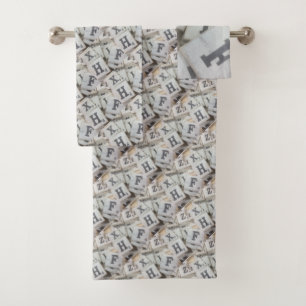 Alphabet Letter Tiles Photography Art Bath Towel Set