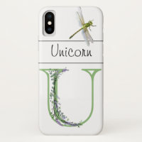 Alphabet letter U Lavender Eucalyptus Dragonfly