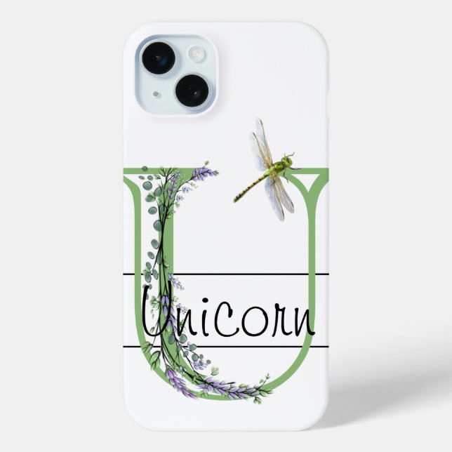 Alphabet letter U, watercolor Lavender Dragonfly Case-Mate iPhone Case (Back)