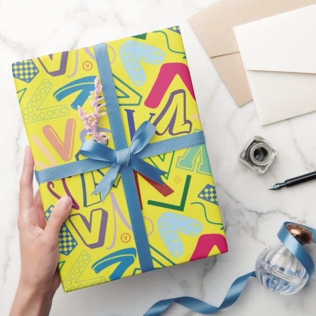 Alphabet Letter V Wrapping Paper - Yellow (Gifting)