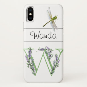Alphabet letter W Lavender Eucalyptus Dragonfly iPhone X Case