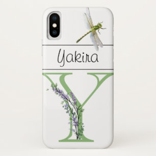 Alphabet letter Y Lavender Eucalyptus  Dragonfly iPhone X Case