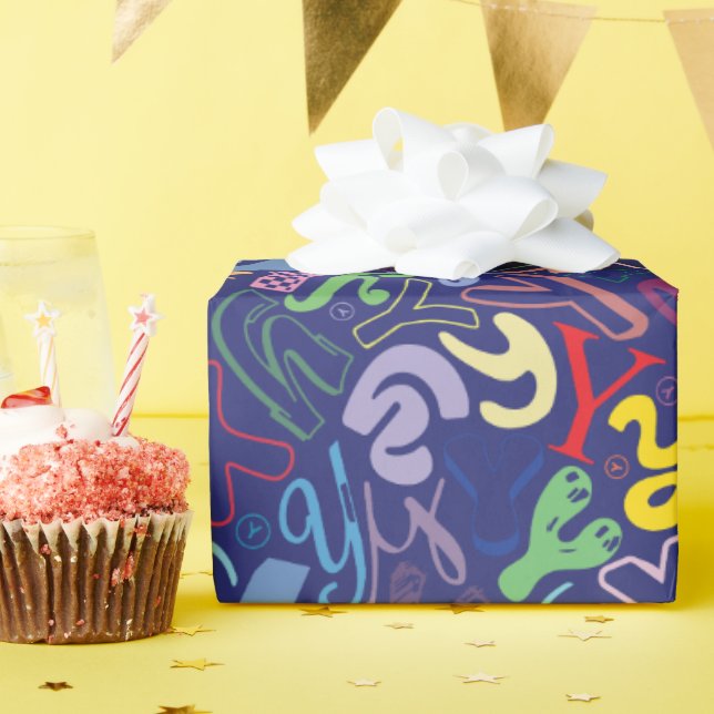 Alphabet Letter Y Wrapping Paper - Blue (Birthday Party)