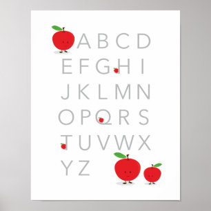 Alphabet Letters ABC Educational Apple Fruit Poster