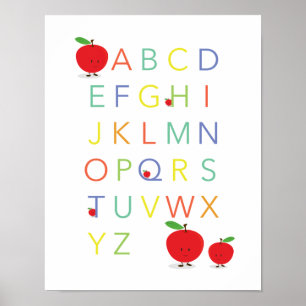 Alphabet Letters ABC Educational Colourful Apple Poster