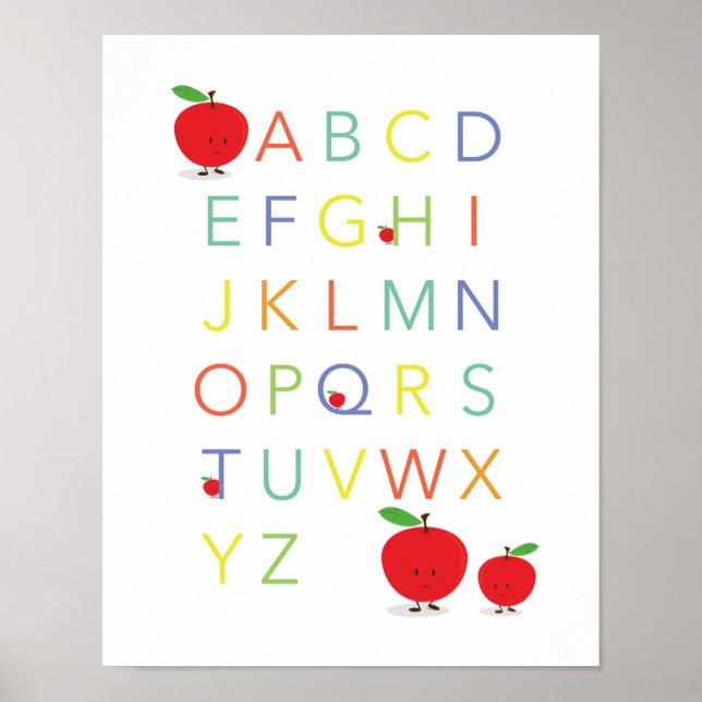 Alphabet Letters ABC Educational Colourful Apple Poster (Front)
