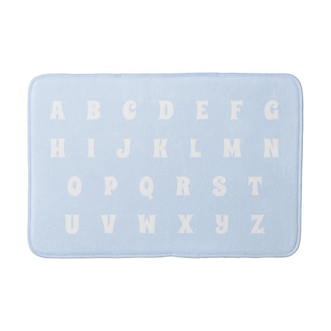 Alphabet Letters Abc pattern light blue white kids Bath Mat (Front)