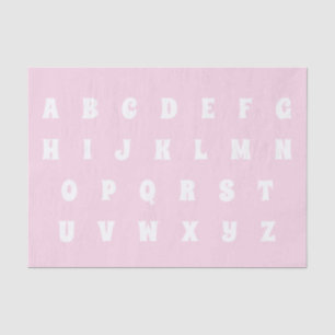 Alphabet Letters Abc pattern light pink white Tissue Paper