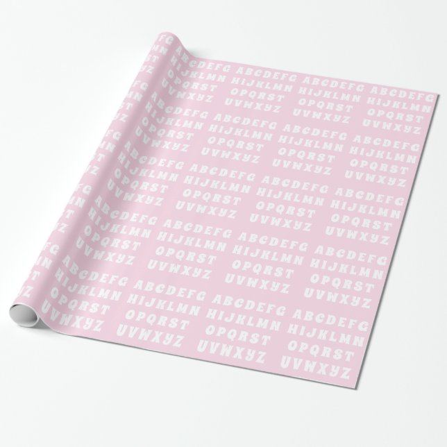 Alphabet Letters Abc pattern pink white kids gift Wrapping Paper (Unrolled)