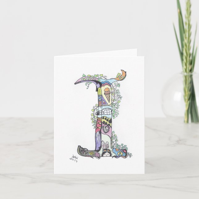 alphabet letters:  "I" Note Card (Front)