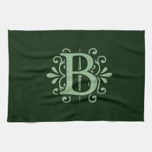 Alphabet letters - letter B - green Tea Towel