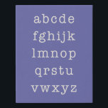Alphabet Letters Minimalist Typewriter | Purple Faux Canvas Print<br><div class="desc">Minimalist modern periwinkle purple alphabet design in a retro typewriter typography.</div>