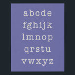 Alphabet Letters Minimalist Typewriter | Purple Faux Canvas Print<br><div class="desc">Minimalist modern periwinkle purple alphabet design in a retro typewriter typography.</div>
