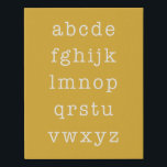 Alphabet Letters Minimalist Typewriter | Yellow Faux Canvas Print<br><div class="desc">Minimalist modern mustard yellow alphabet design in a retro typewriter typography.</div>