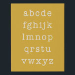 Alphabet Letters Minimalist Typewriter | Yellow Faux Canvas Print<br><div class="desc">Minimalist modern mustard yellow alphabet design in a retro typewriter typography.</div>